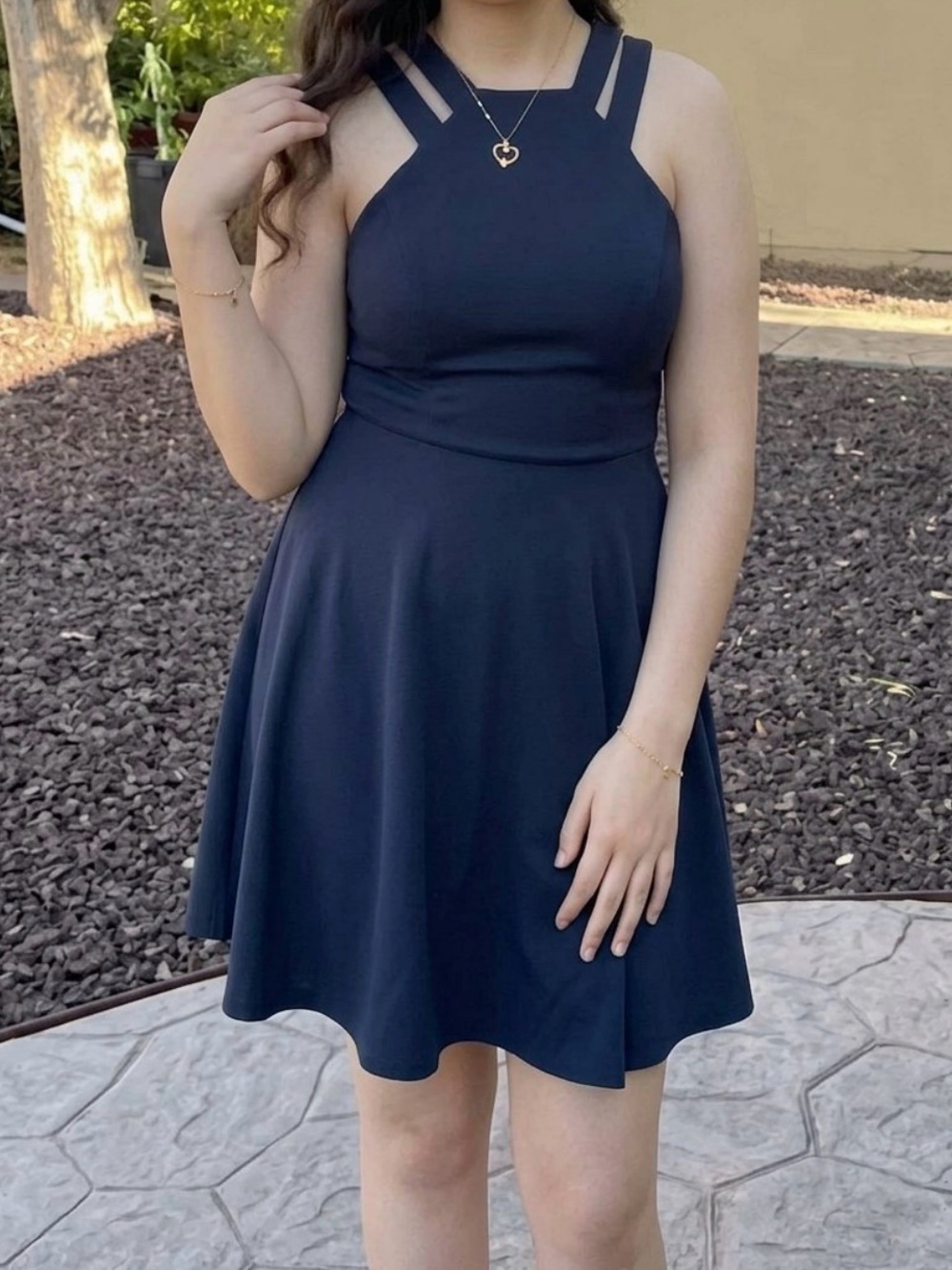 Darling Navy Strappy Fit-and-Flare Mini Dress